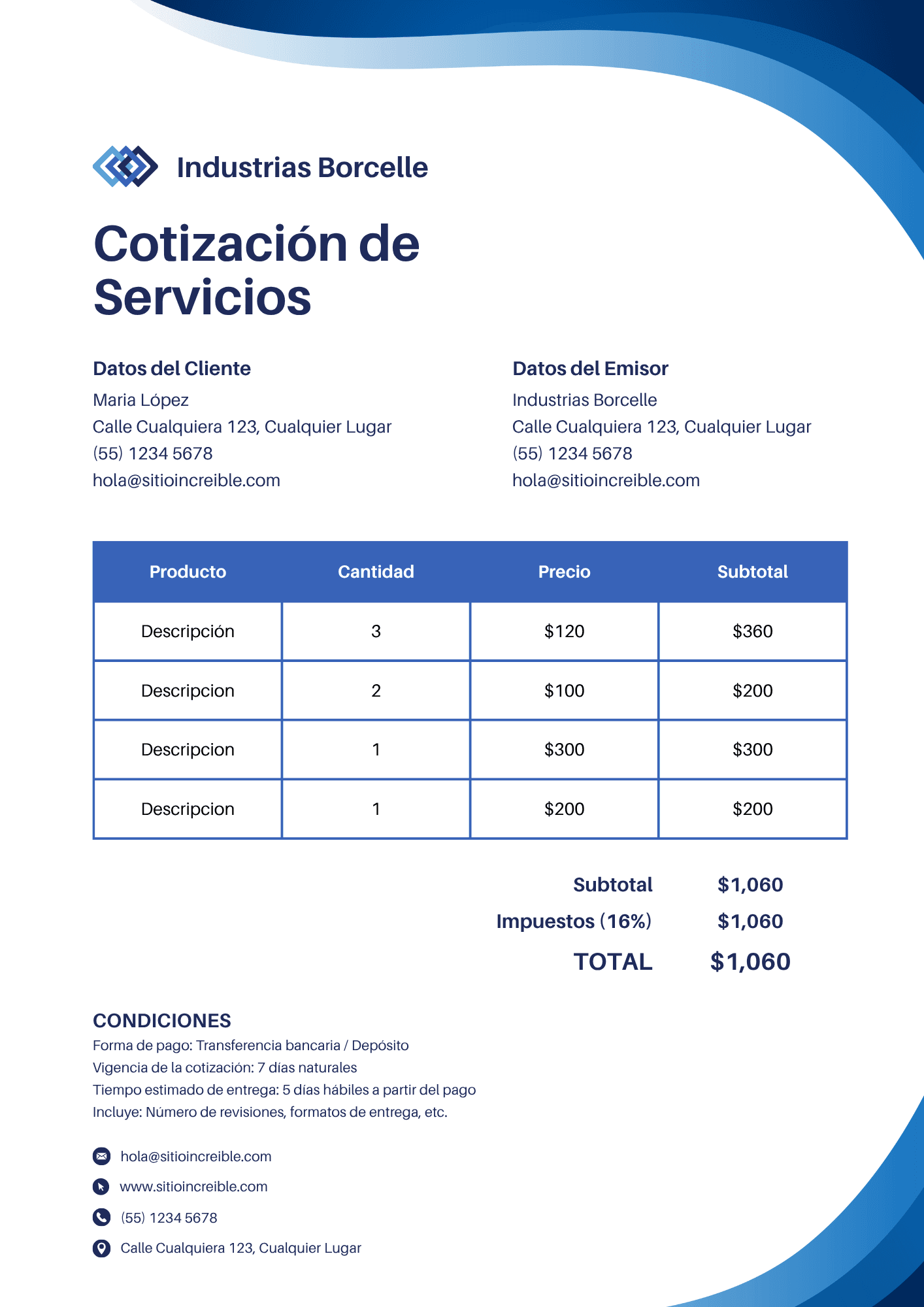 Plantilla de cotización Corporativo